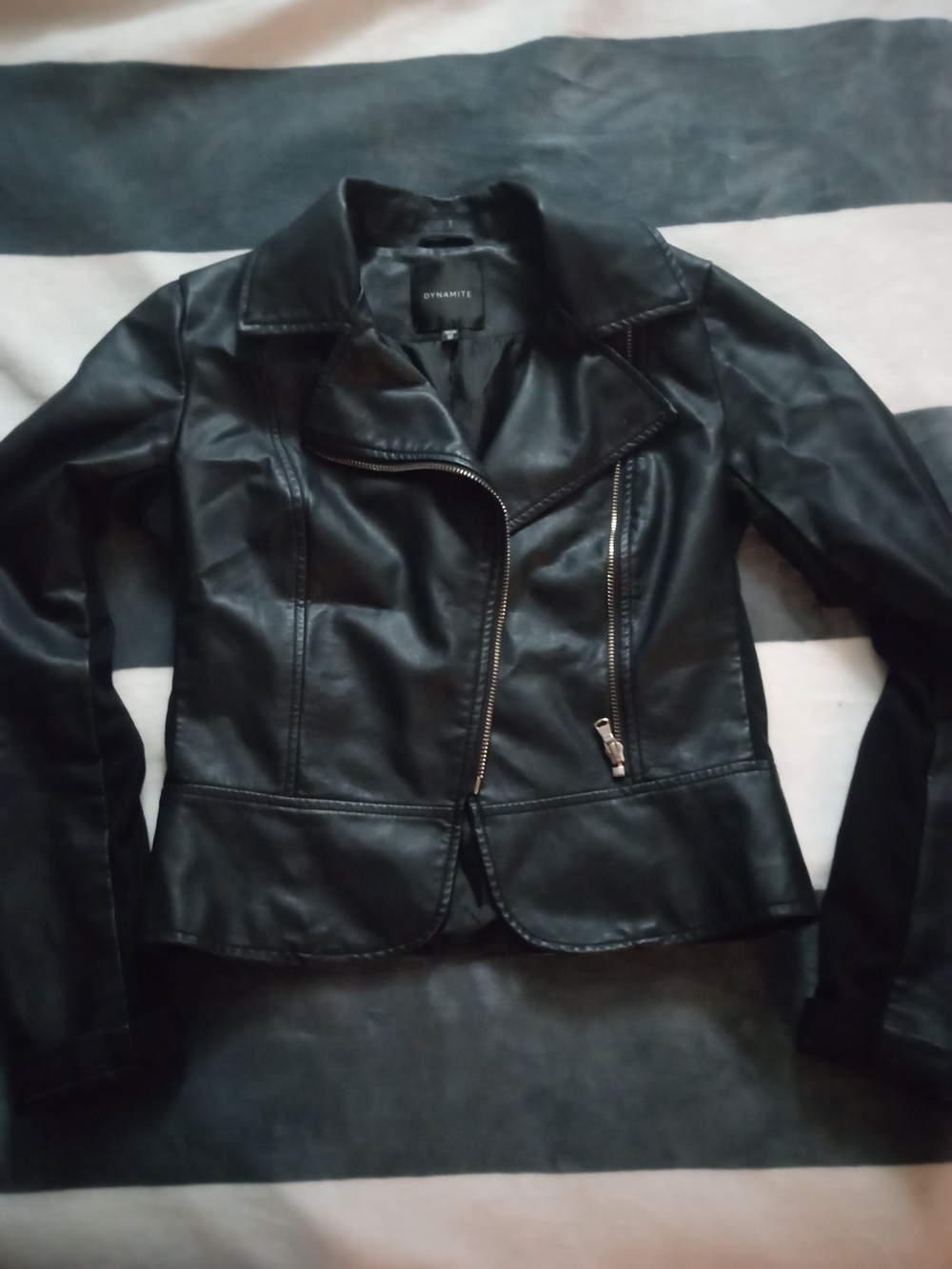 Dynamite Black Faux Leather Asymmetric Zip Jacket